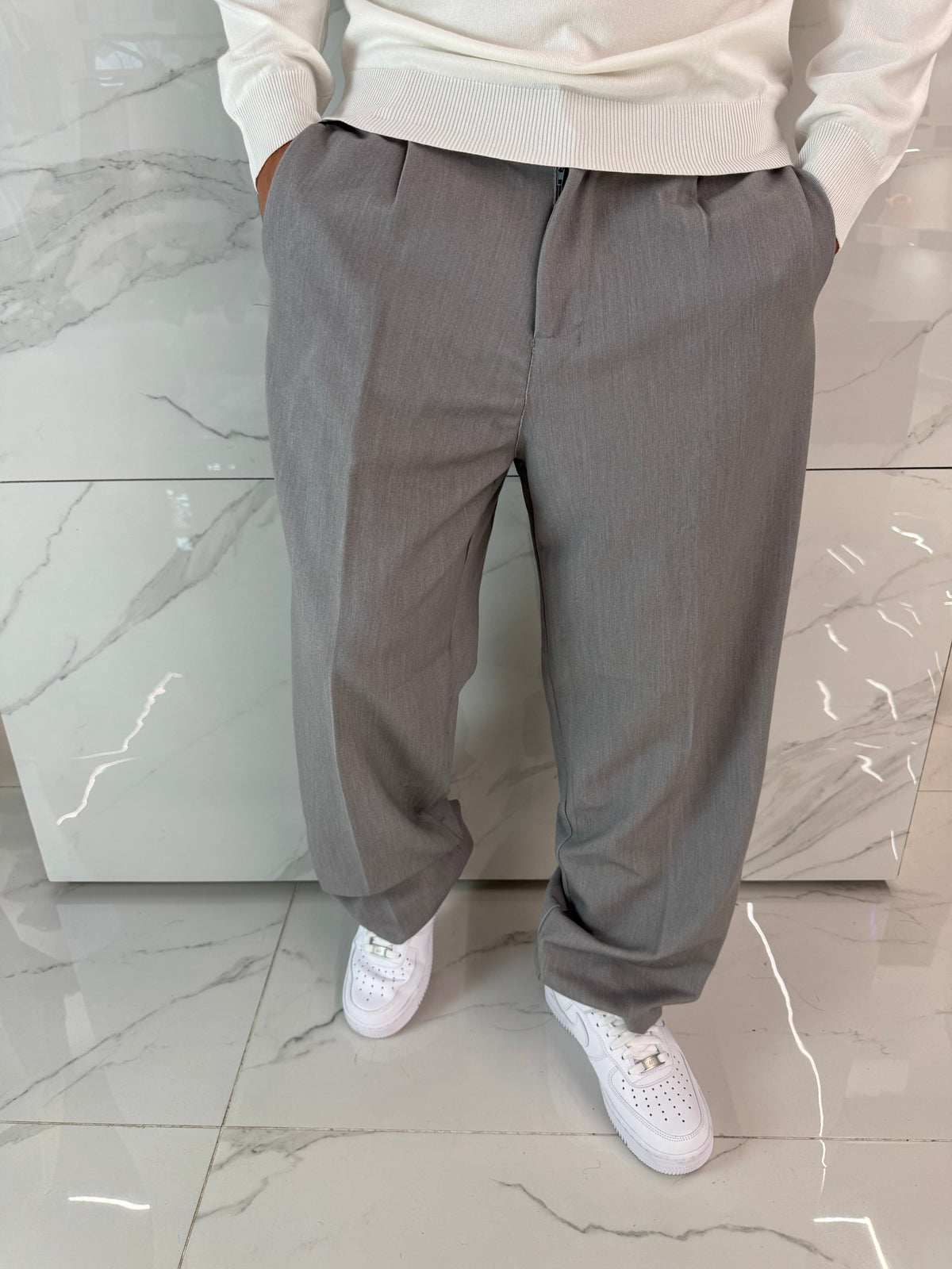 Pantaloni eleganti Baggy grigio