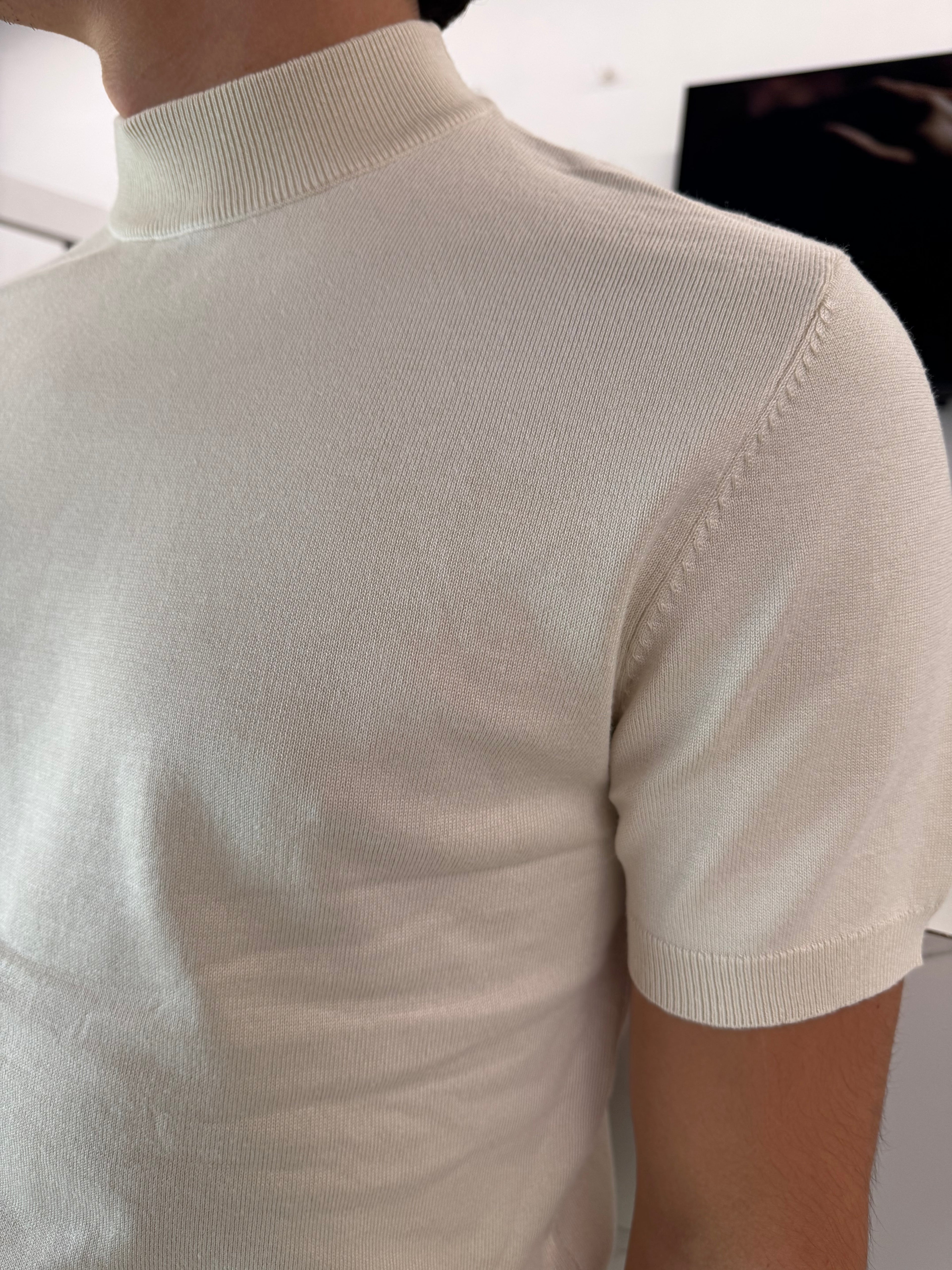 T shirt in filo panna