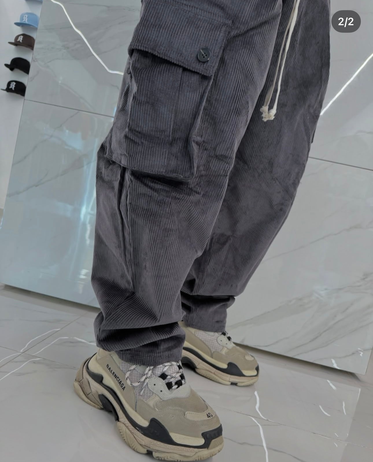 Pantalaccio Over a costine Grigio