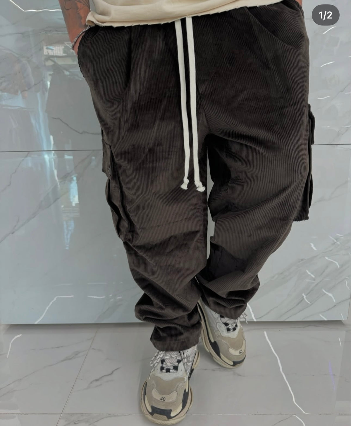Pantalccio Over a costine Marrone