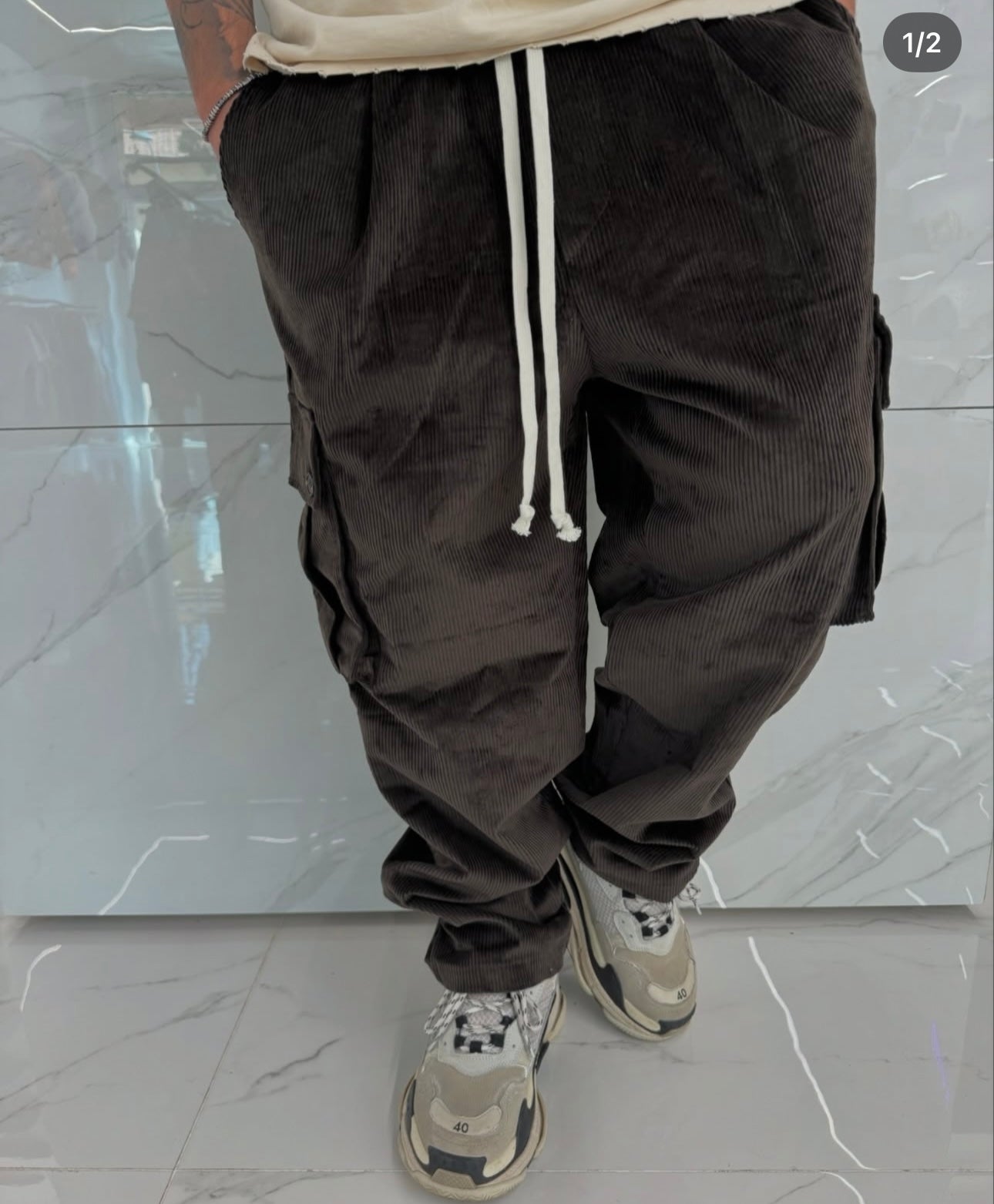 Pantalccio Over a costine Marrone