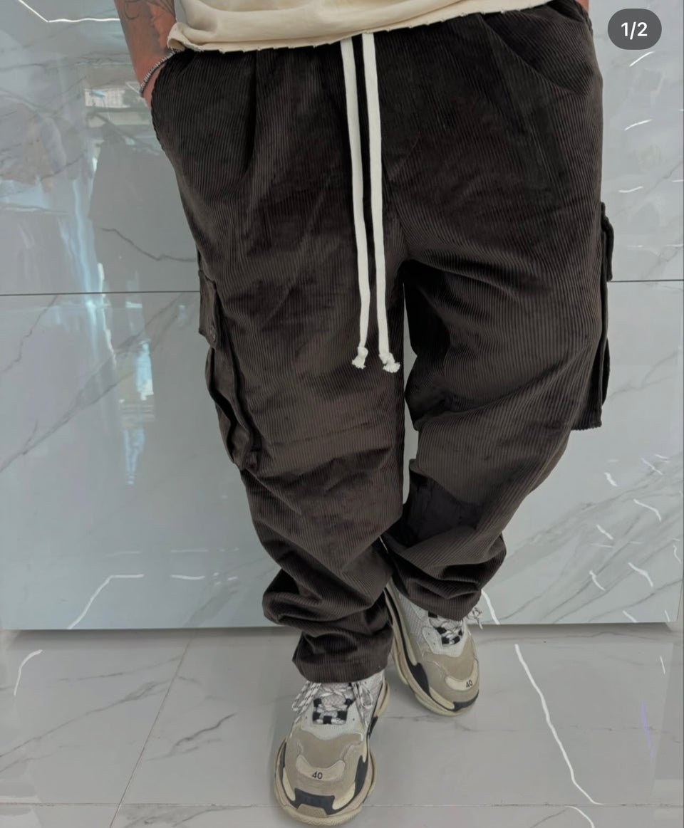 Pantalccio Over a costine Marrone