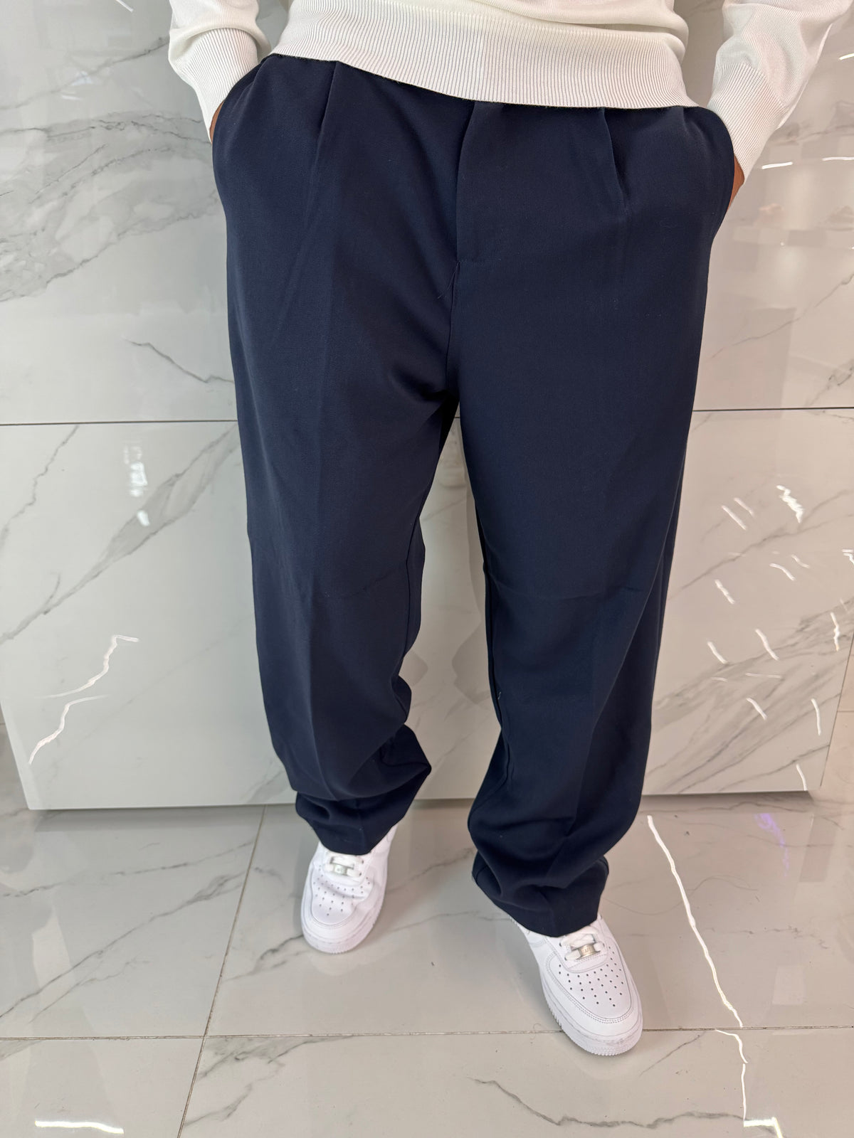 Pantaloni eleganti baggy blu notte