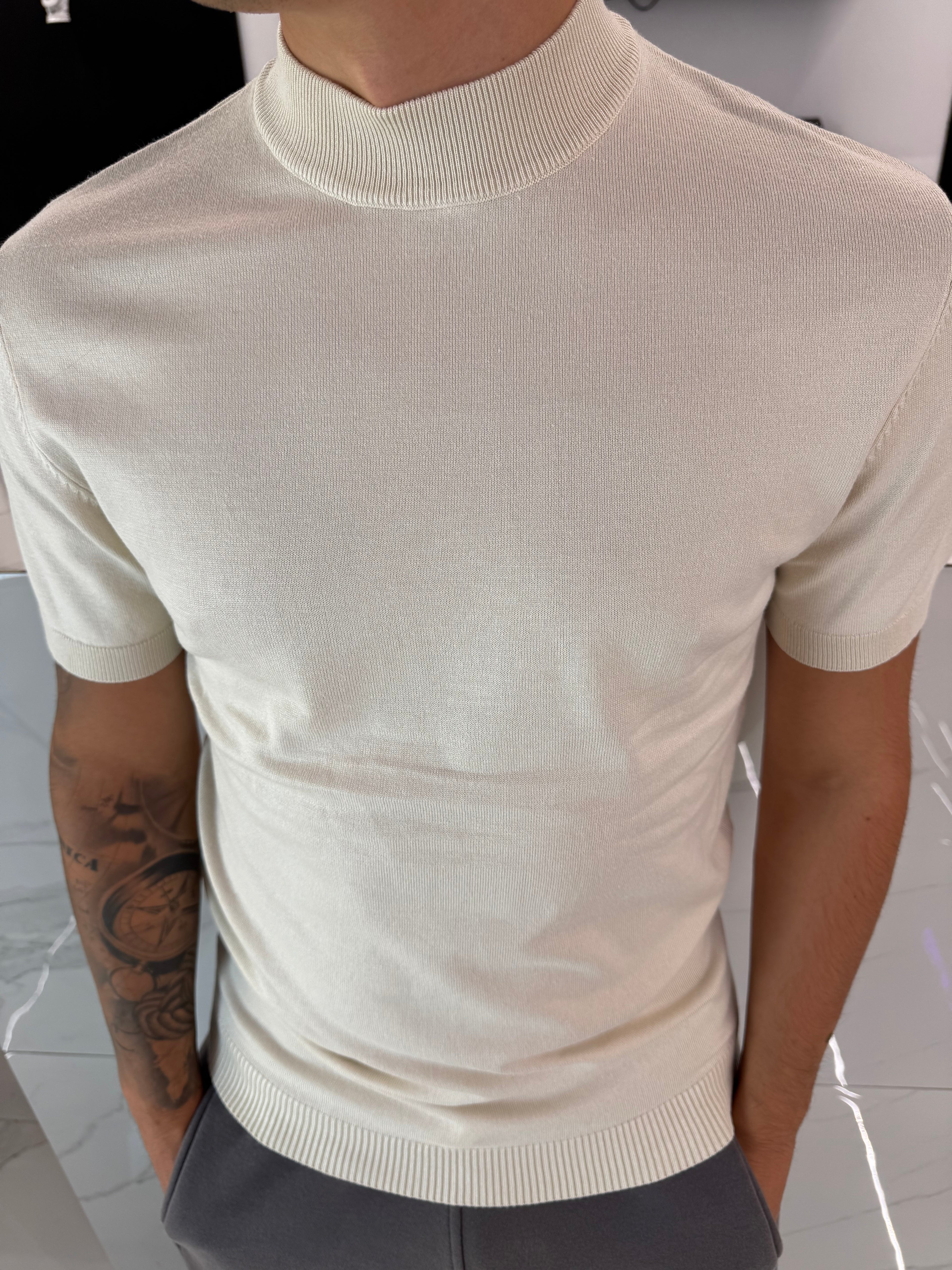 T shirt in filo panna