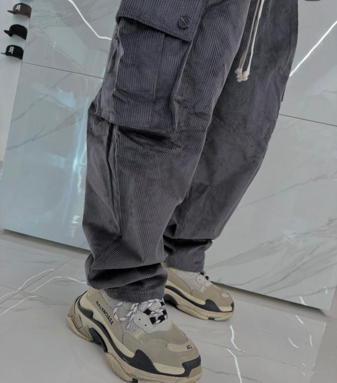Pantaloni Cargo a Costine Grigi