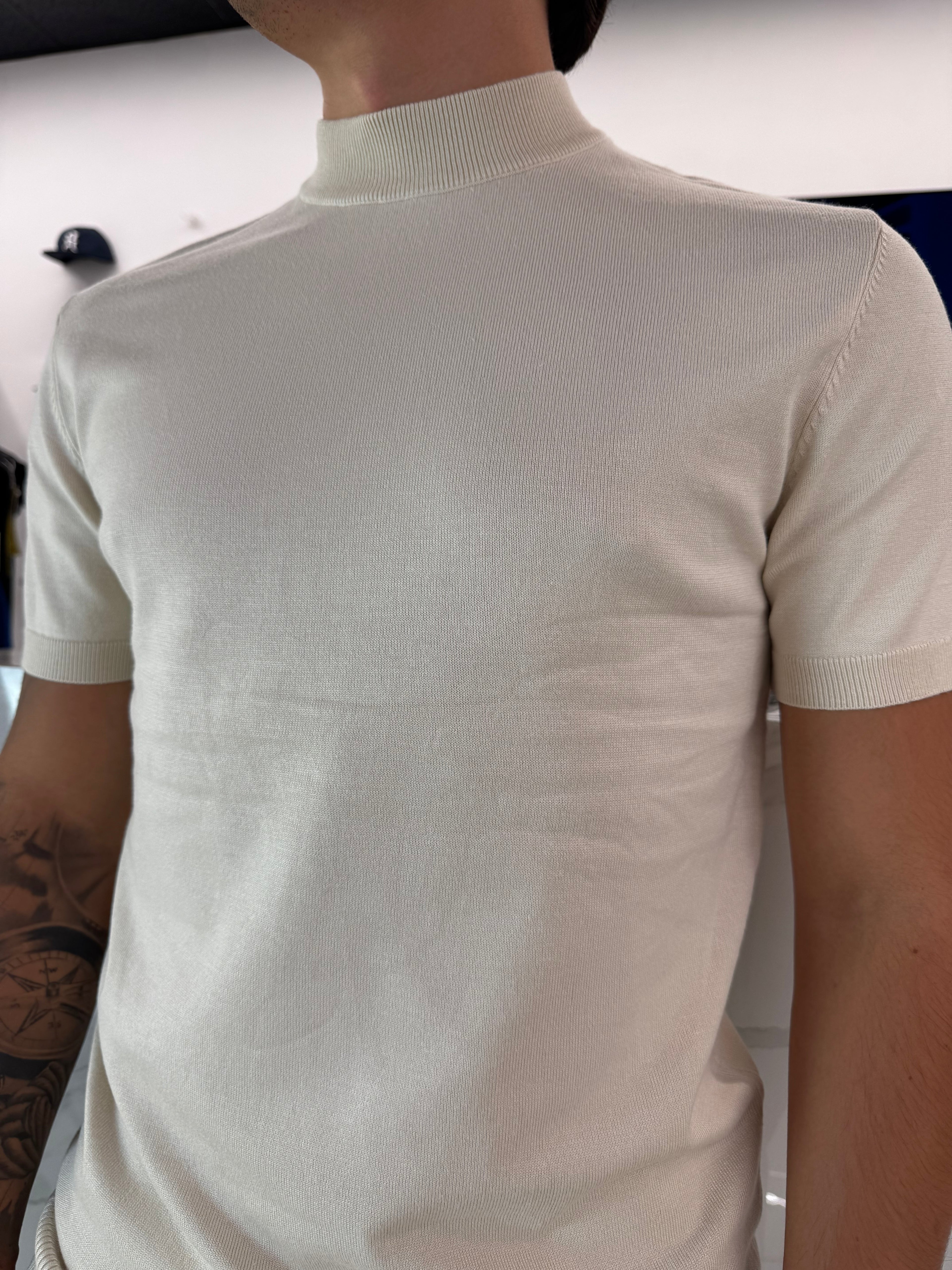 T shirt in filo panna