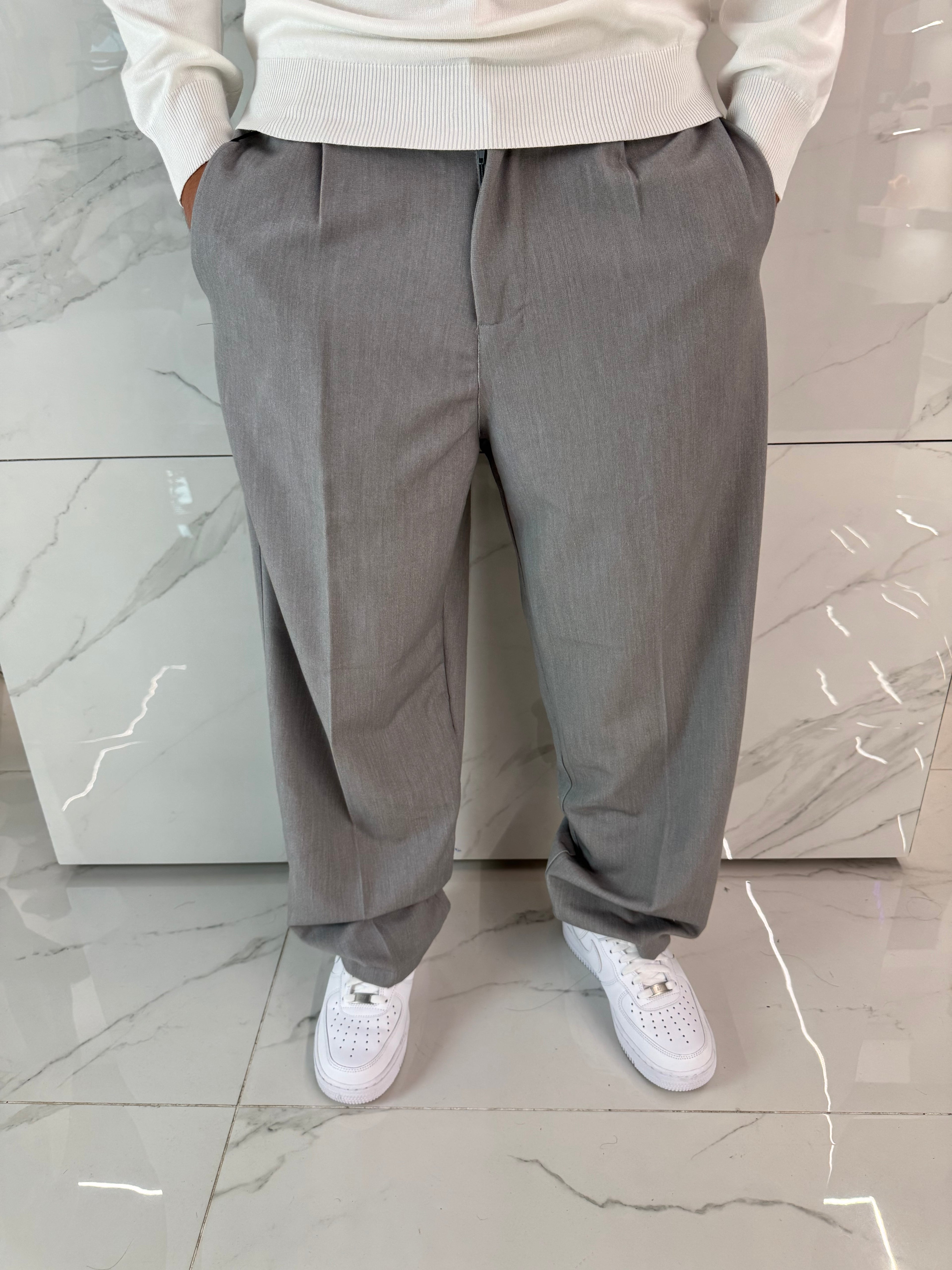 Pantaloni eleganti Baggy grigio