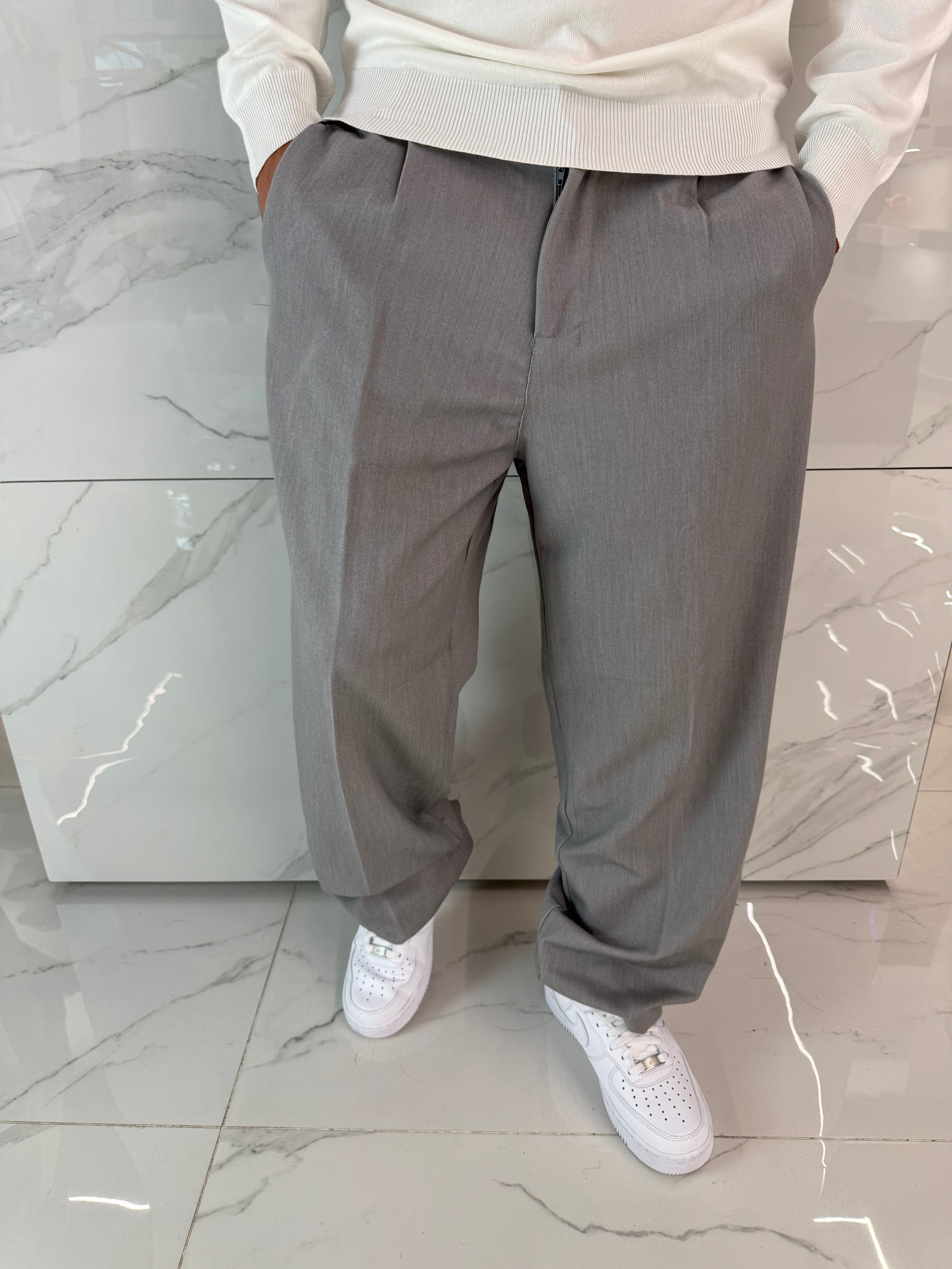 Pantaloni eleganti Baggy grigio