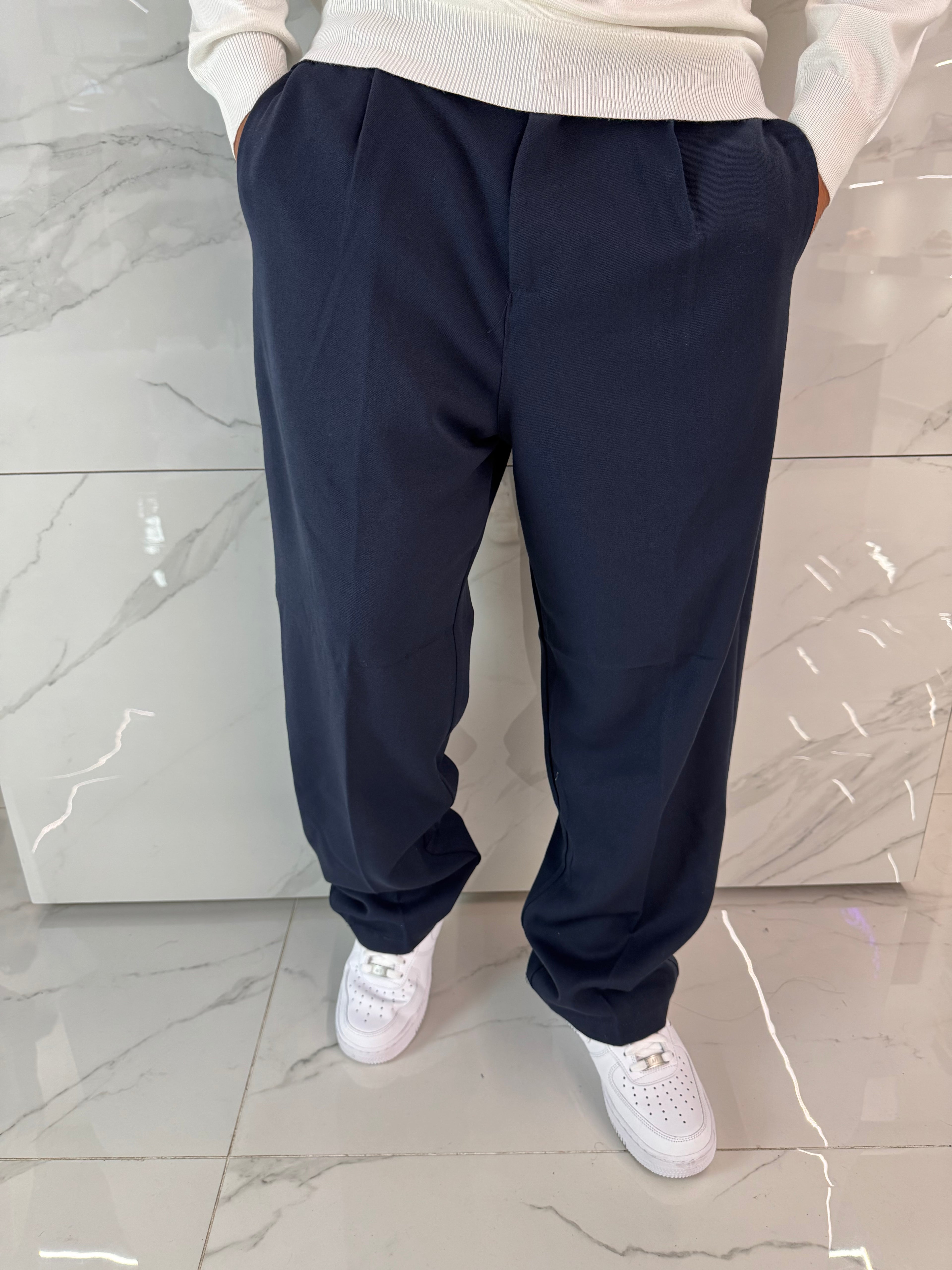 Pantaloni eleganti baggy blu notte
