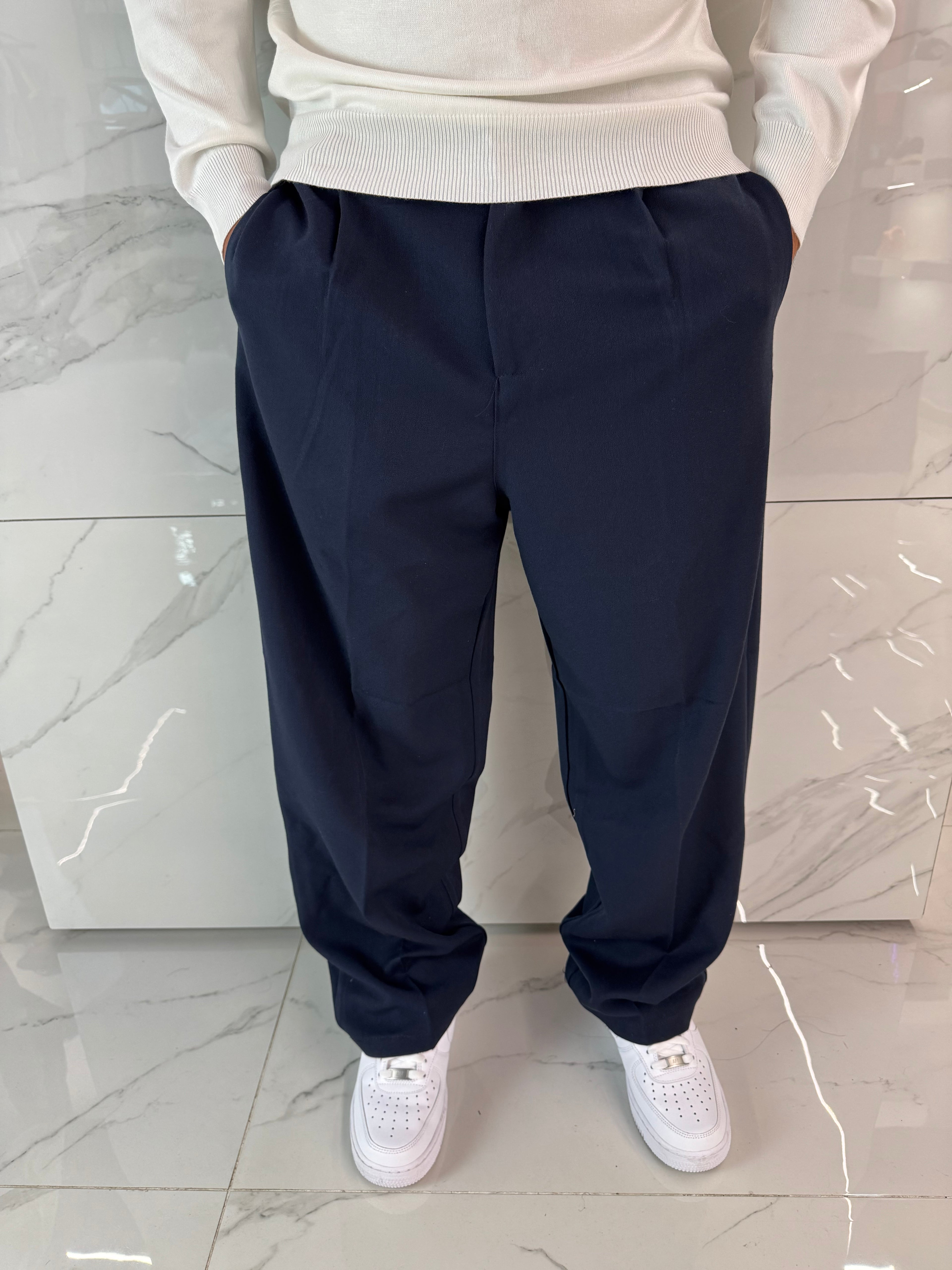 Pantaloni eleganti baggy blu notte